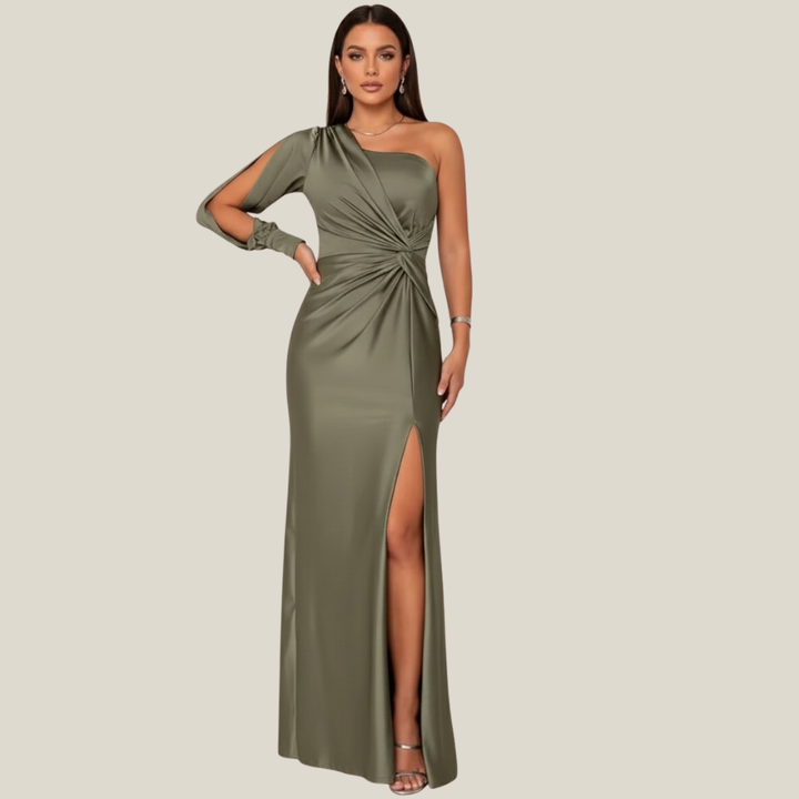 Vera One-Shoulder Satin Dress