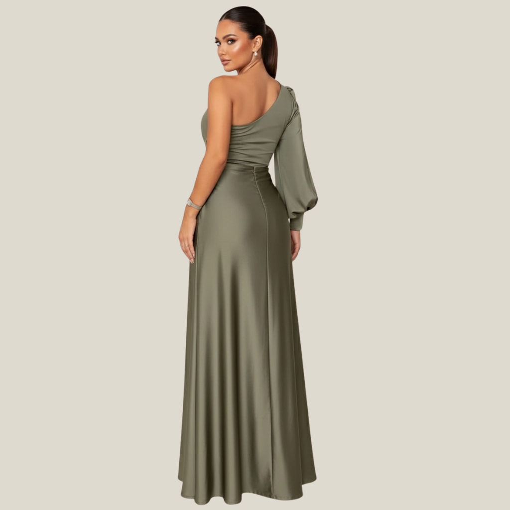 Vera One-Shoulder Satin Dress