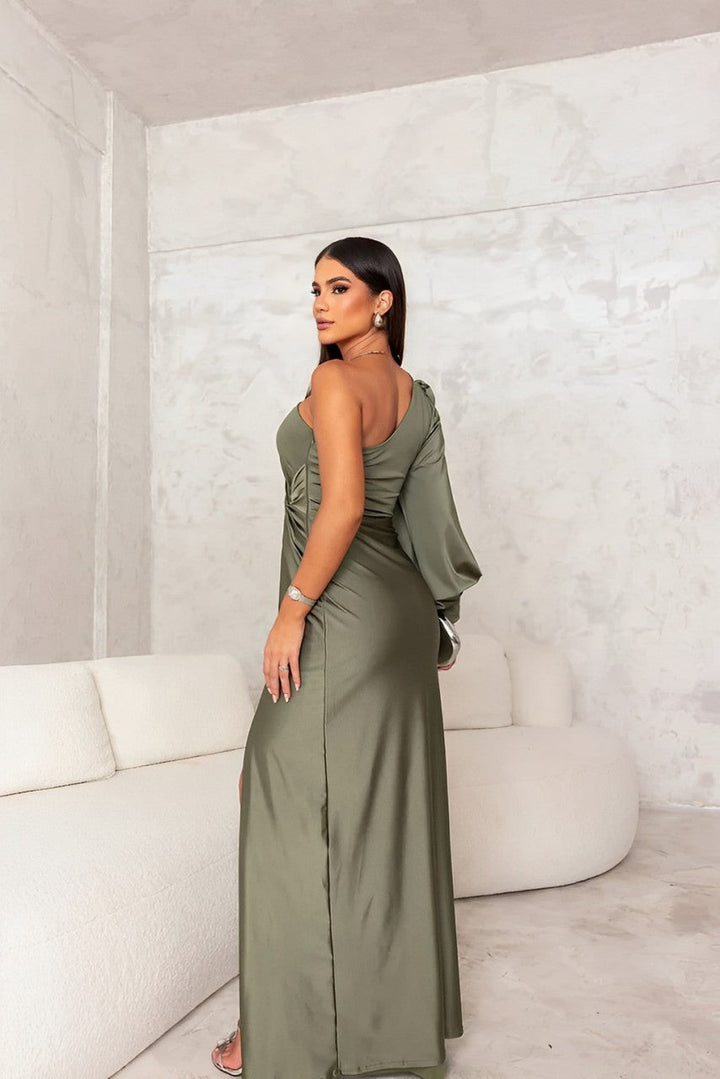 Vera One-Shoulder Satin Dress